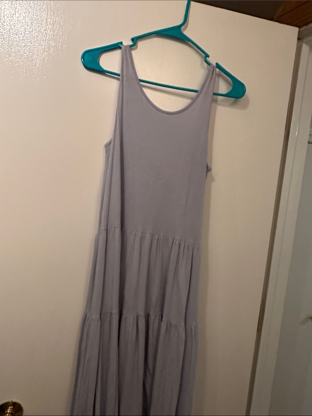 J. Crew Light Lavender Scoop Neck Tiered Maxi Dress